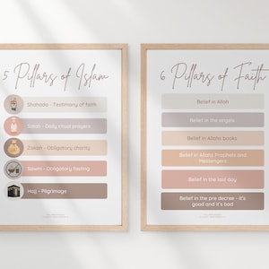 5 Pillars of Islam & 6 Pillars of Iman/Faith digital printable posters/wall art Muslim educational prints and nursery decor Muslim Eid gifts