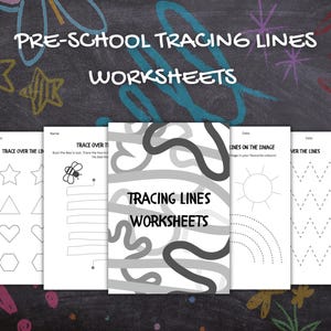 50+ Pre-school/Pre Handwriting PDF printable line tracing digital worksheets bundle for homeschooling or classroom learning (motor skills)