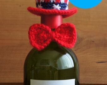 PDF Crochet Pattern- Patriotic Wine Bottle Topper