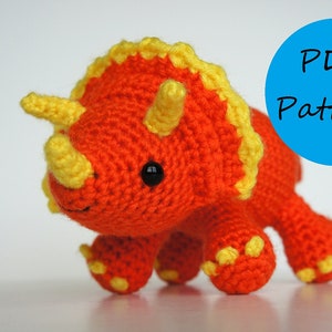 PDF Crochet Amigurumi Pattern Triceratops Dinosaur image 1