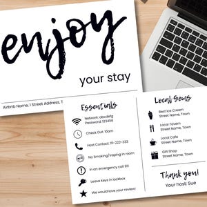 Biglietto di benvenuto Airbnb per gli ospiti, modello modificabile per host Airbnb, cartello di benvenuto Airbnb, stampabile per alloggi in affitto, biglietto di benvenuto per gli ospiti