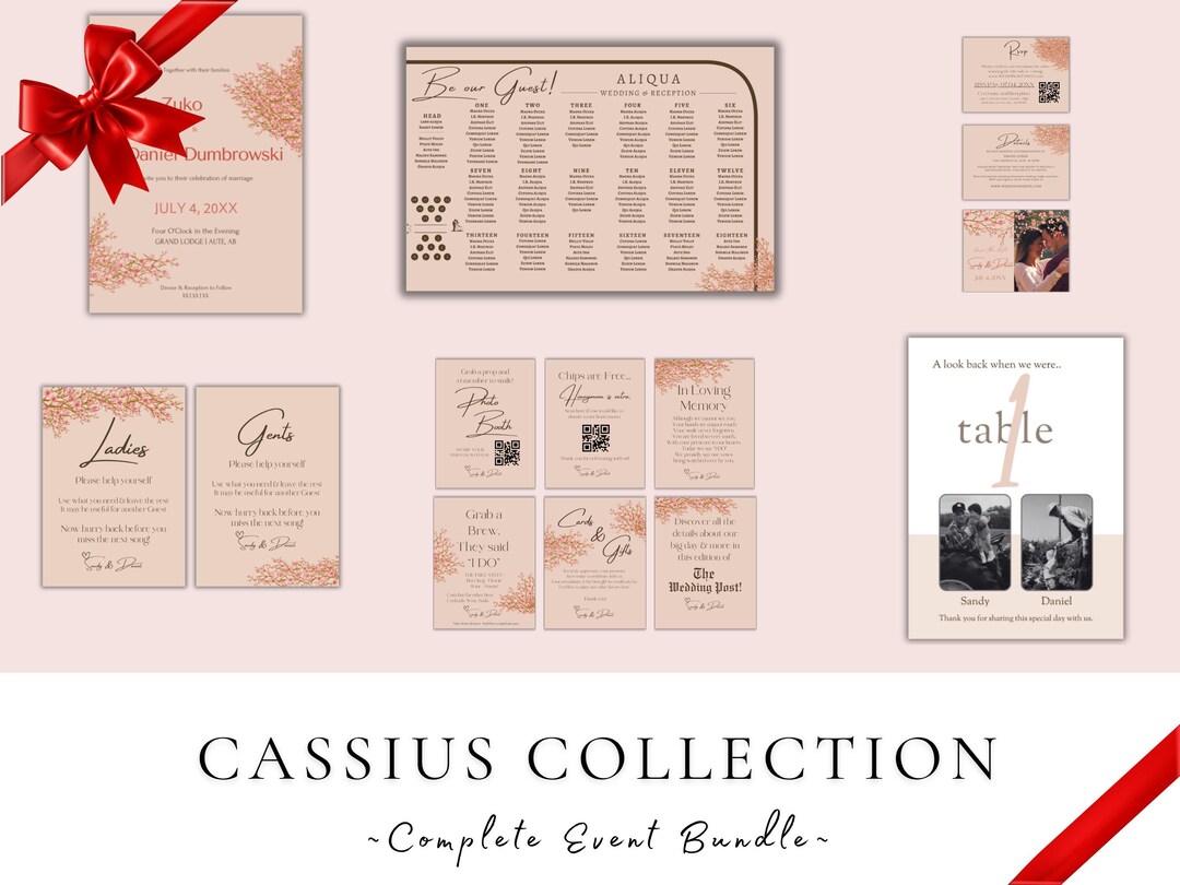 Wedding Invitation Suite | Editable Canva Templates (digital Download ...