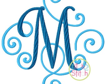 Elegant Scroll Two Color Large Embroidery Font 6", 7", & 8" Letters in four sizes, INSTANT DOWNLOAD now available