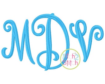 Curtsy Large Machine Embroidery EXCLUSIVE Monogram Font. Sizes 3.5, 4.5", 5.5", 6.5" and 7.5". INSTANT DOWNLOAD now available.