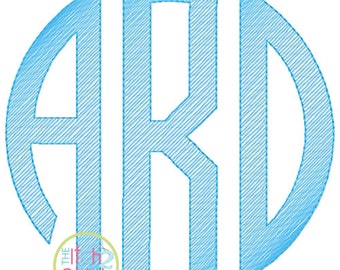 Natural Circle Sketch Monogram Embroidery Font 3", 4", 5", 6", 7", & 8" INSTANT DOWNLOAD now available
