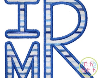 Stacked Sans Applique Monogram EXCLUSIVE Font in eight sizes from 4"-7.5" INSTANT DOWNLOAD now available.