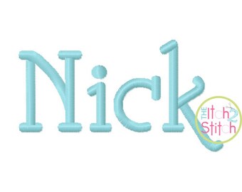 Nick Embroidery Font 1.", & 2.0" (upper and lower A-Z) INSTANT DOWNLOAD now available