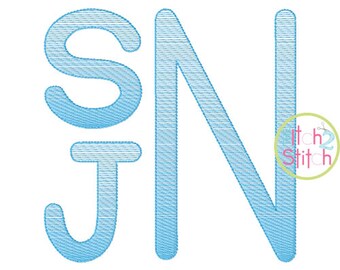 Stacked Sans Sketch Embroidery Monogram Font EXCLUSIVE Font in twelve sizes from 2"-7.5" INSTANT DOWNLOAD now available.