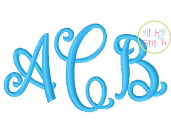 Curtsy Machine Embroidery EXCLUSIVE Monogram Font. Sizes 1.0",1.5", 2.0", 2.5" and 3.0". INSTANT DOWNLOAD now available.