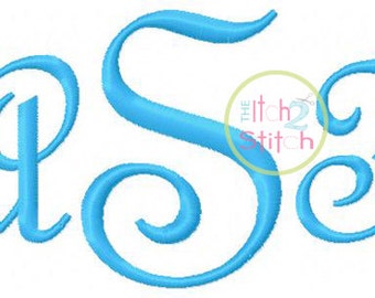 French Script Monogram Font 1.0", 2.0",& 3.0" , Uppercase ONLY, INSTANT DOWNLOAD now available