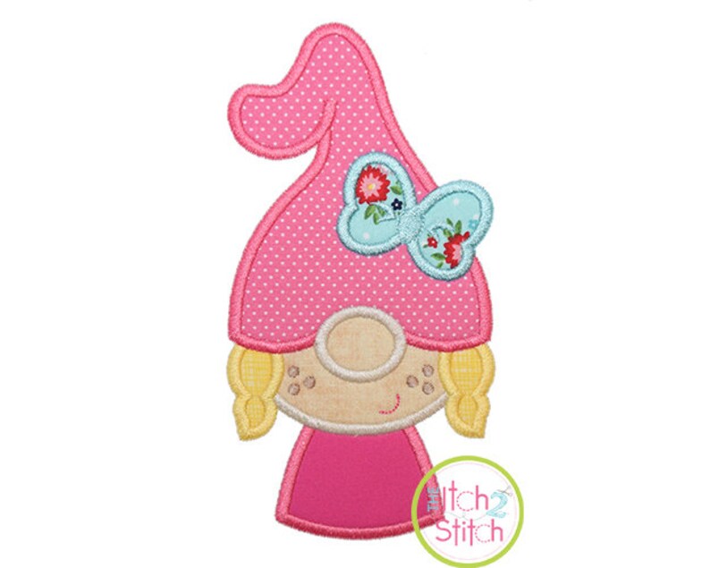 Gnome Little Girl Applique Design Shown With Our Etsy