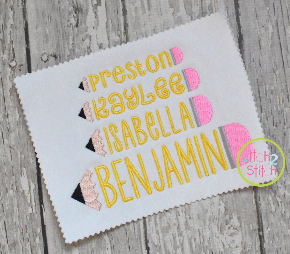 Pencil Name Frame for Machine Embroidery Shown With Four of Etsy