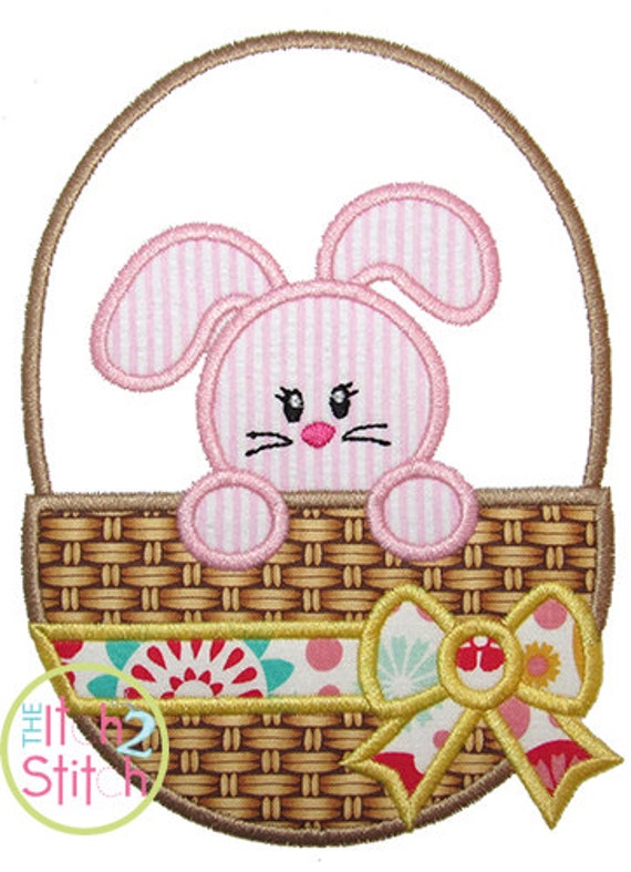 Easter Bunny Basket 2 Applique Hoop sizes 4x4 5.5 | Etsy