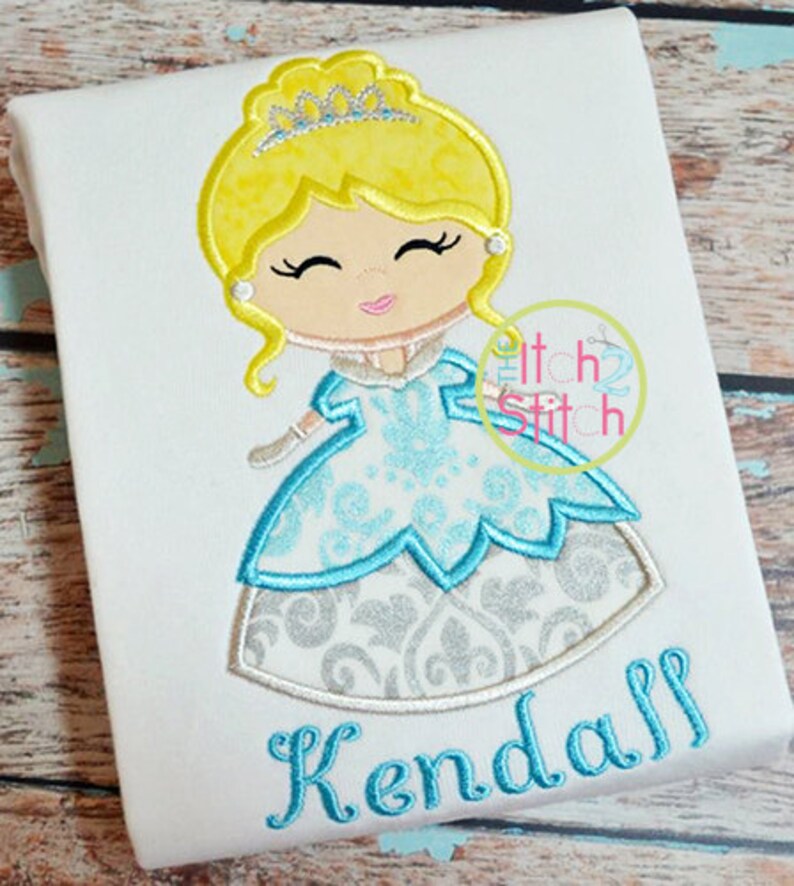 Princess Applique Design Shown With Our Curtsy Etsy