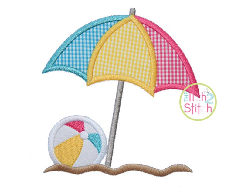 Beach Umbrella Ball Applique Design for Machine Embroidery Etsy