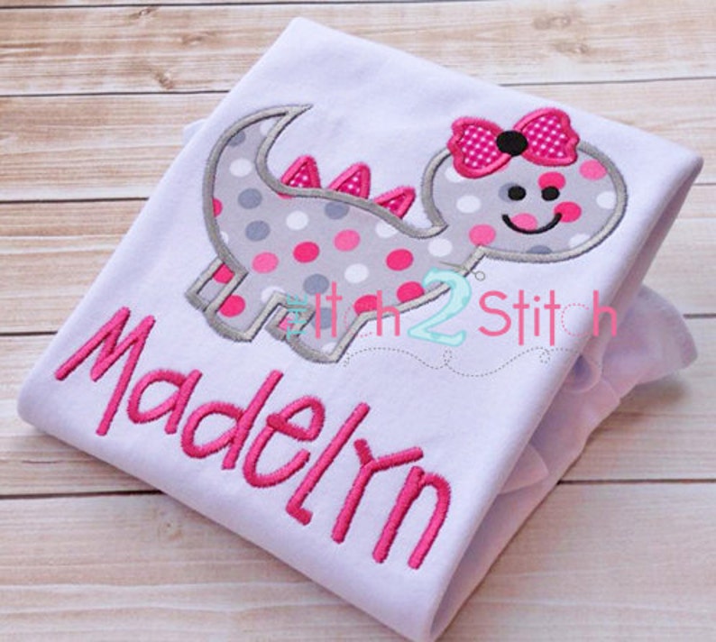 Dinosaur Girl Applique Design 4x4 5x7 and 6x10 INSTANT Etsy