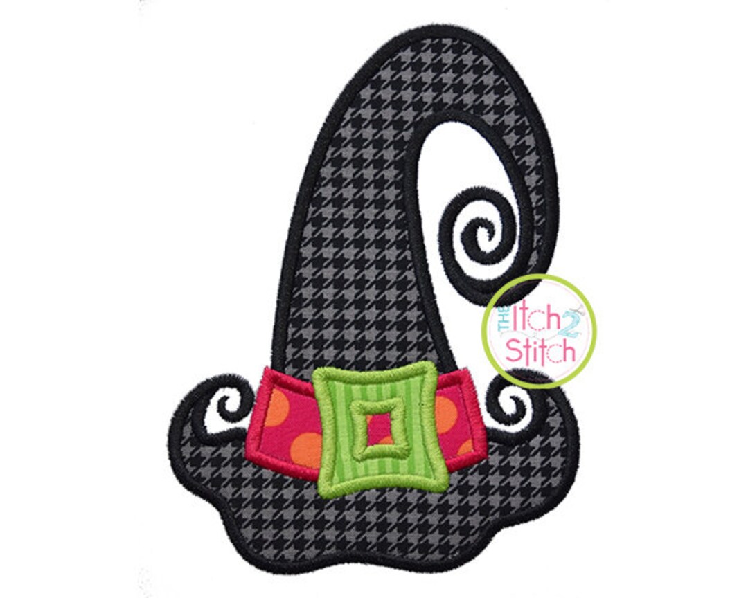 Whimsical Witch Hat Applique Design for Machine Embroidery Etsy