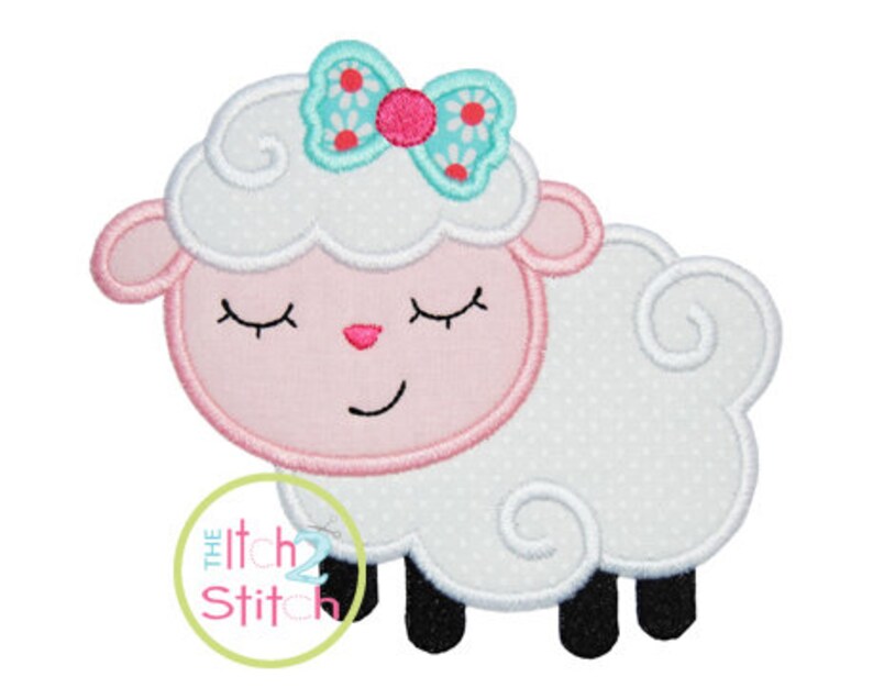 Sleepy Lamb Applique Design Hoop Size 4x4 5x7 and 6x10 Shown Etsy