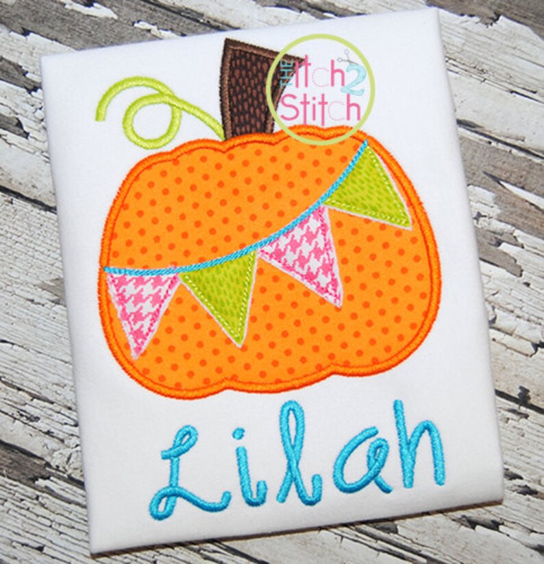 Pumpkin Pennant Applique Shown With Our as the Etsy