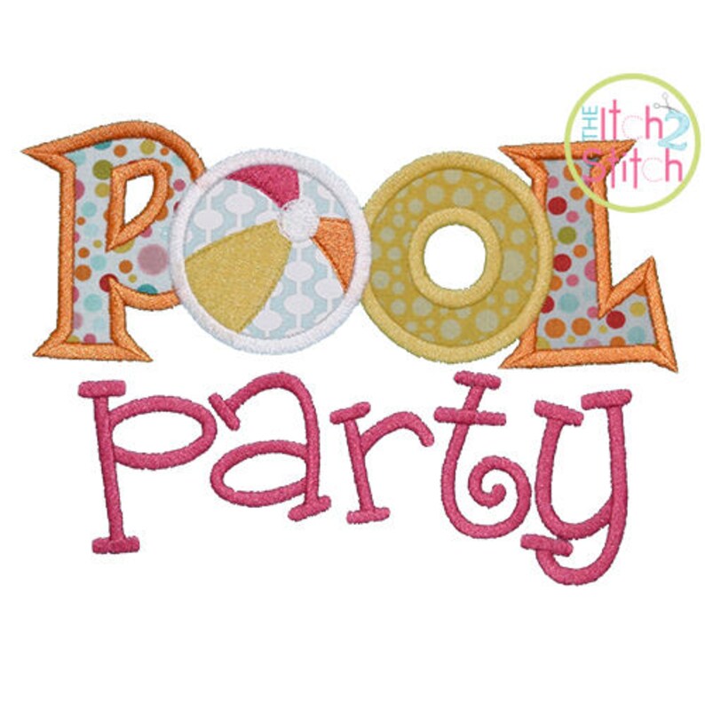 Pool Party Applique Design for Machine Embroidery INSTANT Etsy