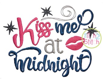 Kiss Me at Midnight machine embroidery design, INSTANT DOWNLOAD now available