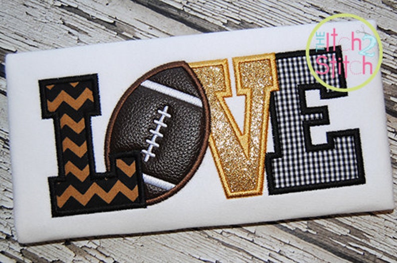 Football love 2 applique design for machine jessecmault instant  etsy