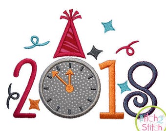 2018 New Year Applique machine embroidery design, INSTANT DOWNLOAD now available