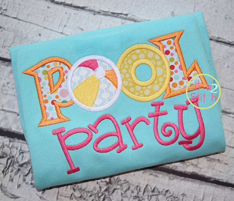 Pool Party Applique Design for Machine Embroidery INSTANT Etsy