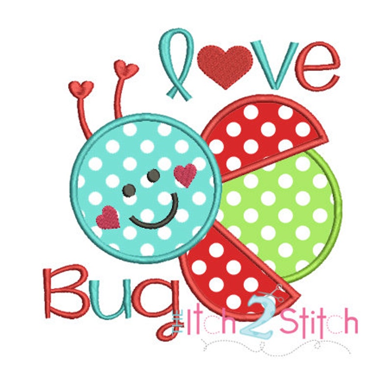 Love Bug Ladybug Applique Design for Machine Embroidery Hoop Etsy
