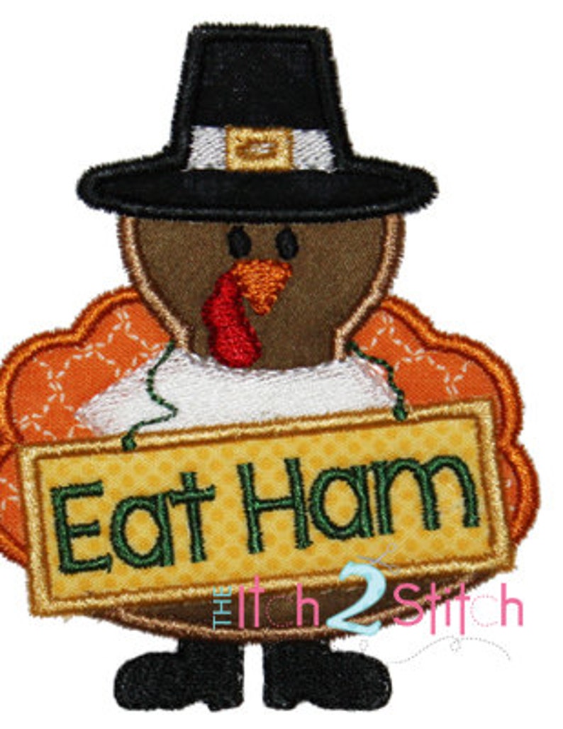 Turkey Eat Ham Applique Design in hoop sizes 4x4 5x7 & | Etsy