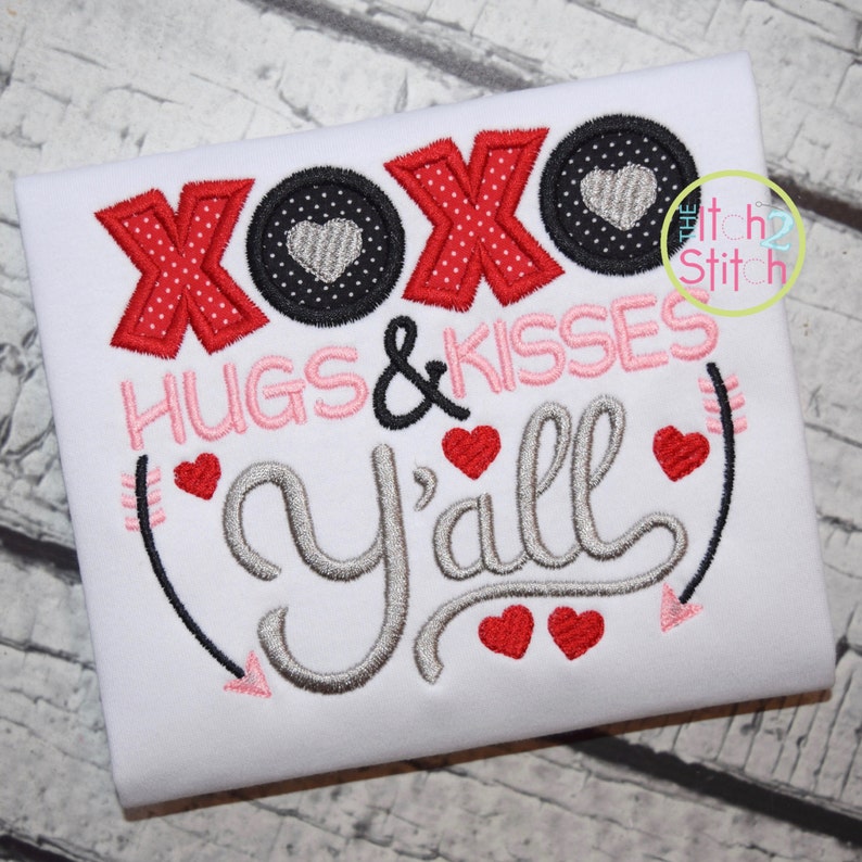 Xoxo hugs  kisses yall applique embroidery design for  etsy Xoxo hugs  kisses yall applique embroidery design for  etsy