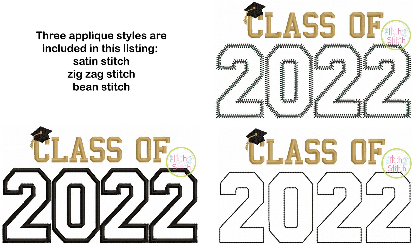 Class of 2022 applique design set satin stitch zig zag   etsy Class of 2022 applique design set satin stitch zig zag   etsy