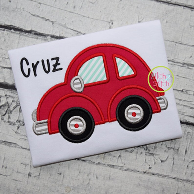 Basic Car Applique Design for Machine Embroidery Shown With Etsy