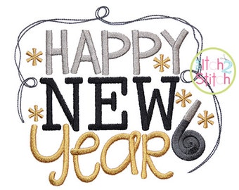 Happy New Year 2 machine embroidery design, INSTANT DOWNLOAD now available