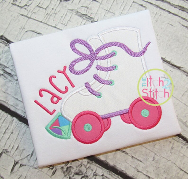 Roller Skates Applique Design Shown With Our Etsy