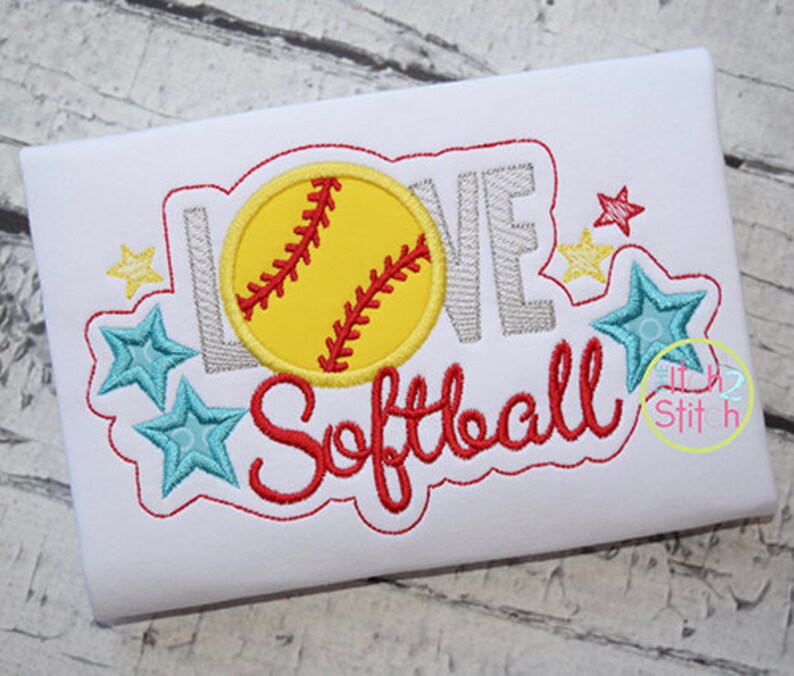 Love Softball Applique Design for Machine Embroidery INSTANT Etsy