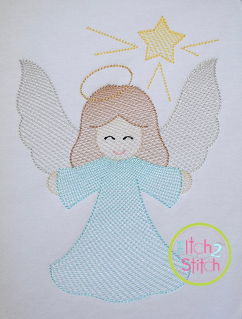 Angel Star Sketch Embroidery Design for Machine Embroidery | Etsy