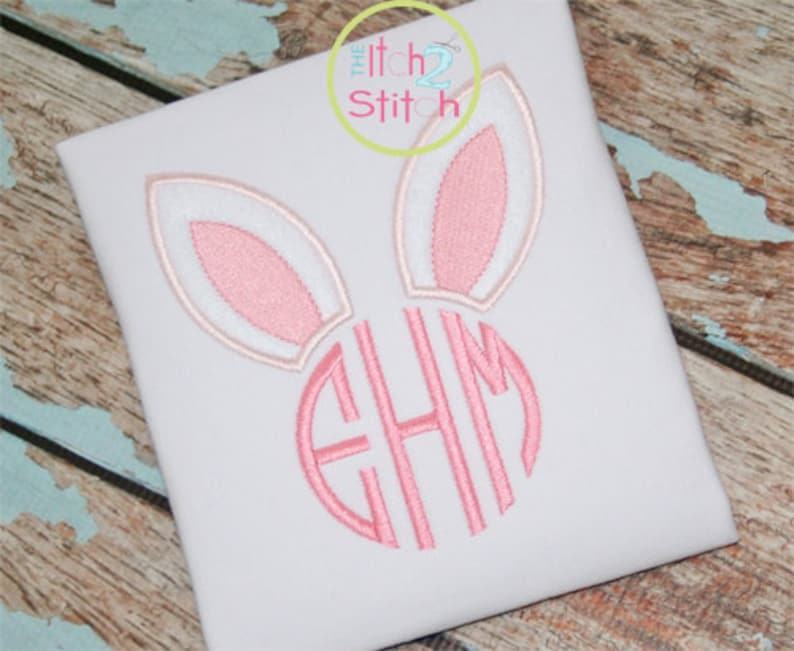 Bunny Ears Monogram Applique Design for Machine Embroidery Etsy