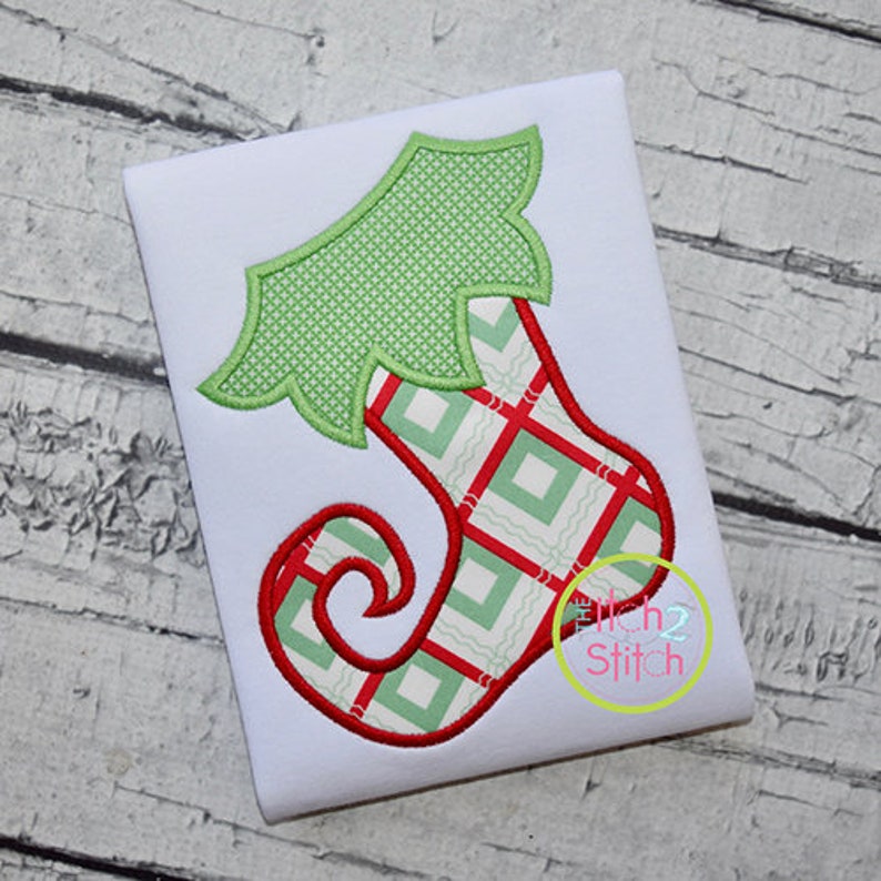 Funky Stocking Applique Design for Machine Embroidery in Etsy