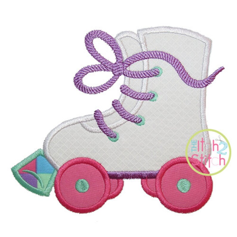 Roller Skates Applique Design Shown With Our Etsy