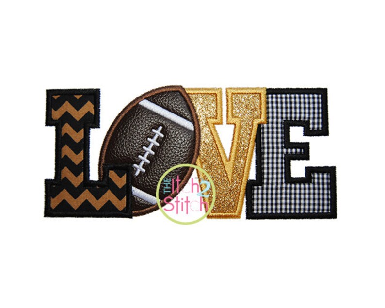 Football love 2 applique design for machine jessecmault instant  etsy