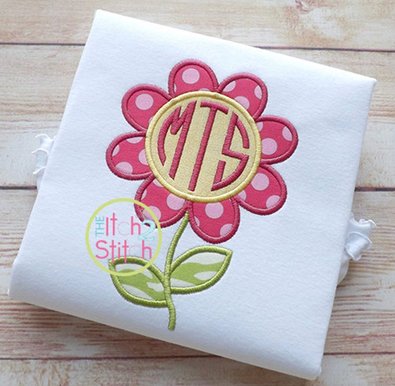 Flower Monogram Applique For Machine Embroidery Hoop Sizes | Etsy