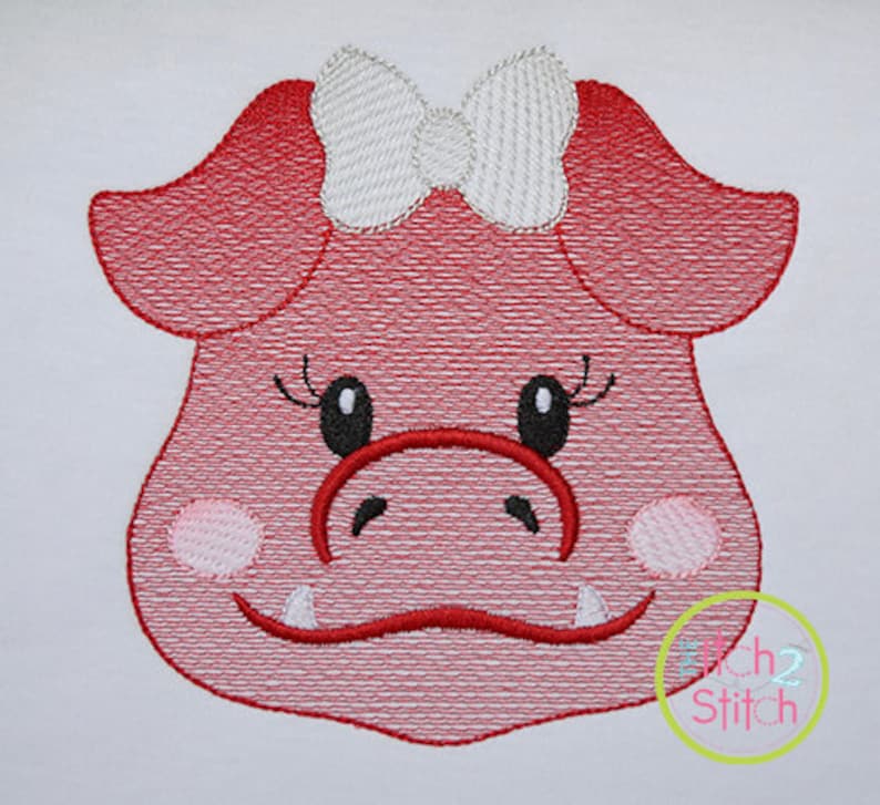 Available in Instant Downloads Hog Face Girl Sketch Embroidery for machine Applique and Embroidery designs