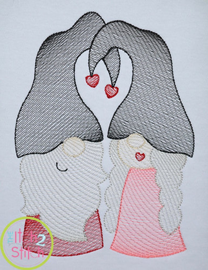 Gnome couple sketch embroidery design for machine embroidery  etsy Gnome couple sketch embroidery design for machine embroidery  etsy
