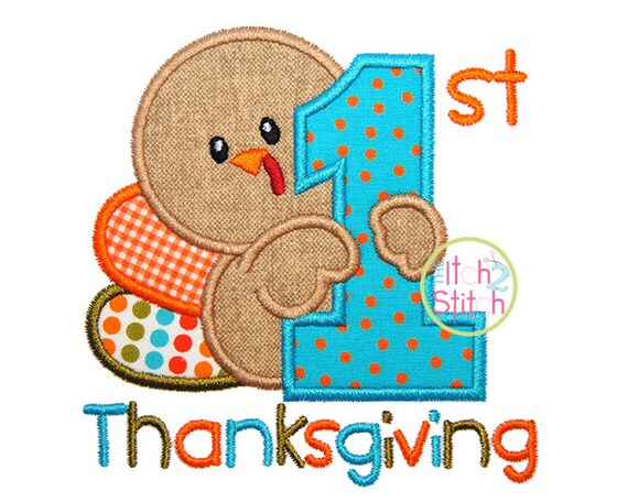 First Thanksgiving Applique Sizes 4X4 5X5 6X6 & 7X7 Instant - Etsy Australia