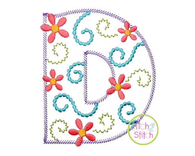 Daisy Swirl Embroidery Font in 5 Sizes 3 4 Etsy