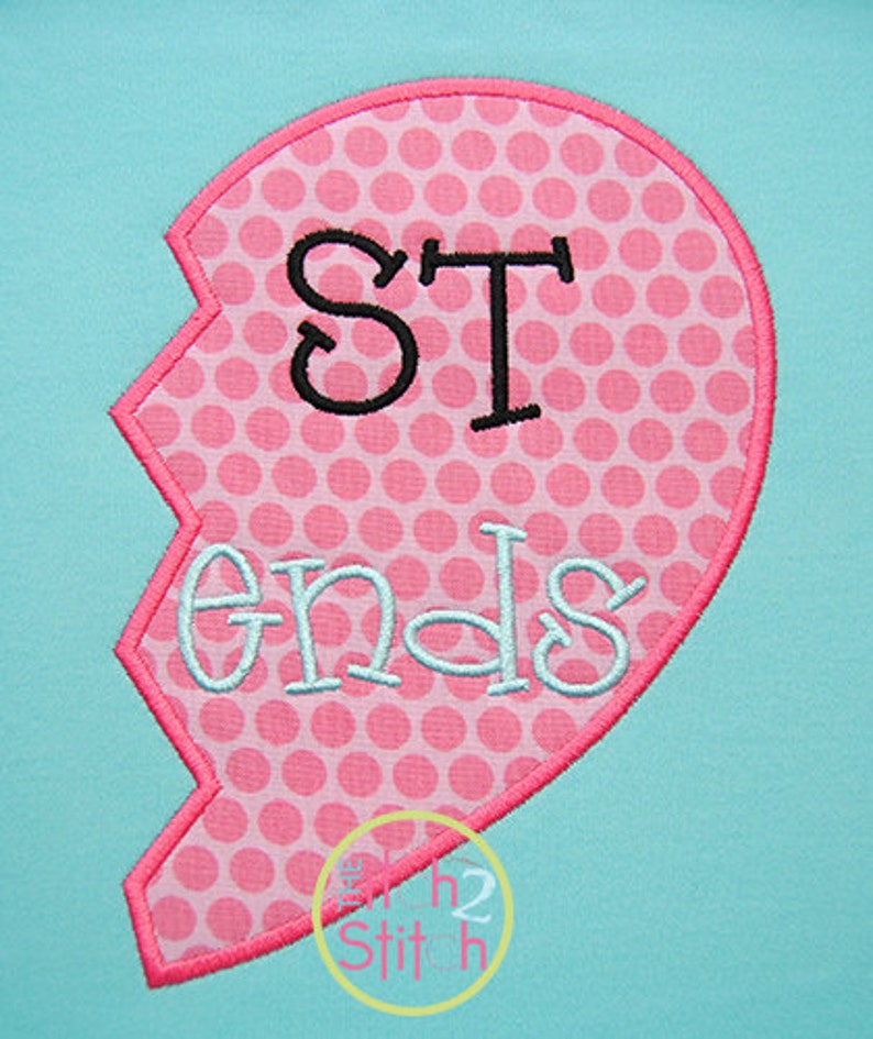 Best friends heart applique and jessecmault design sizes 4x4  etsy