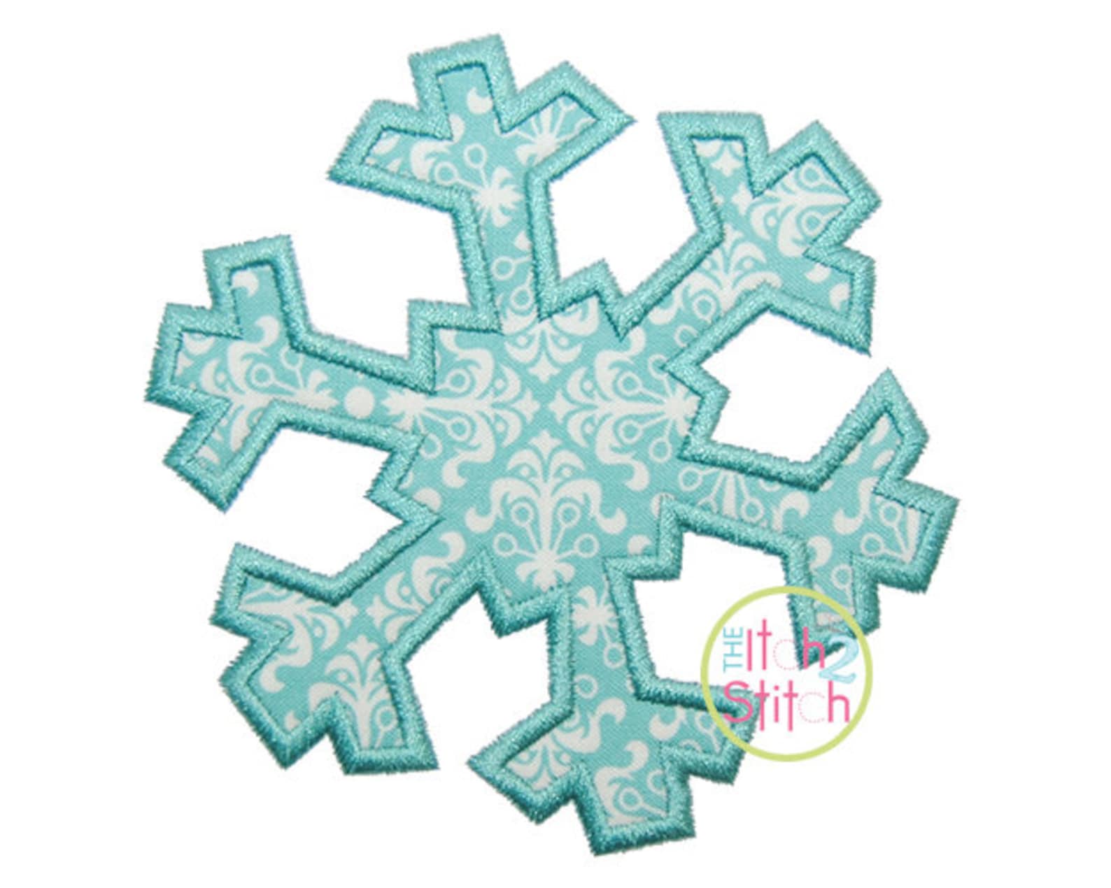 Snowflake Applique Design for Machine Embroidery Shown With Etsy