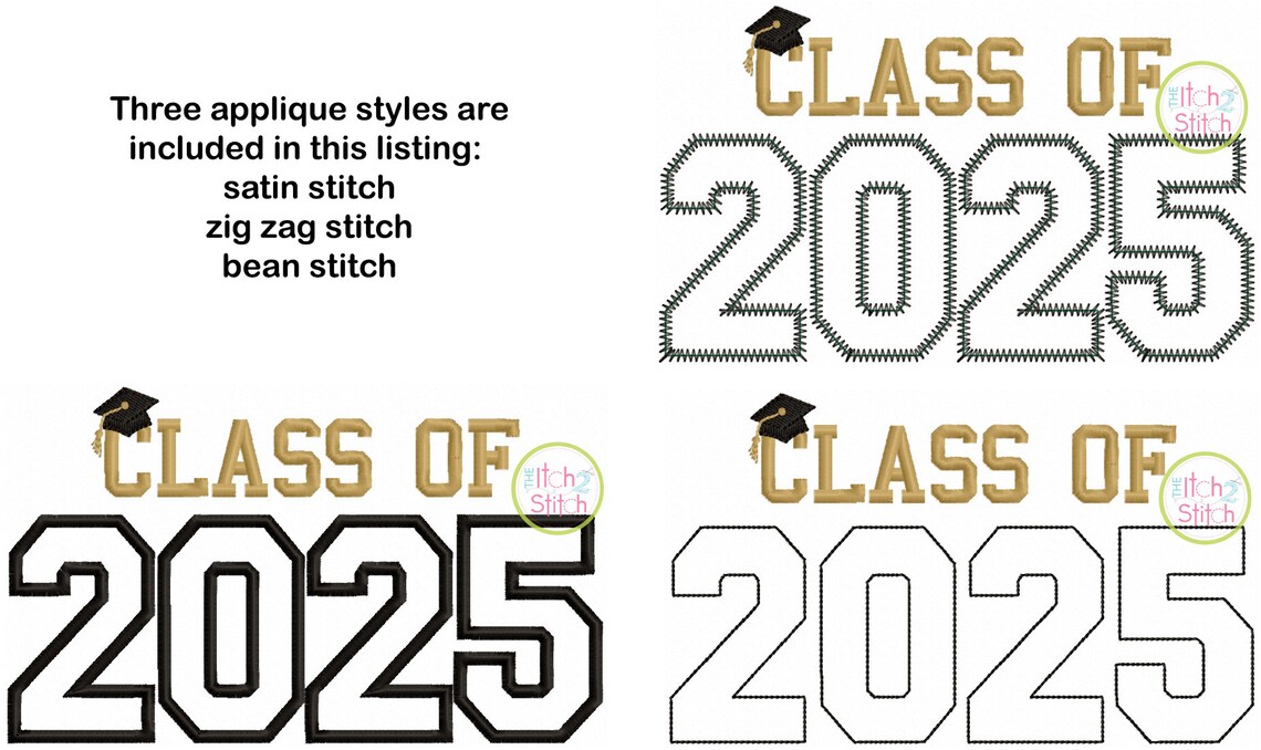 Class of 2025 Applique Design SET Satin Stitch Zig Zag & Etsy