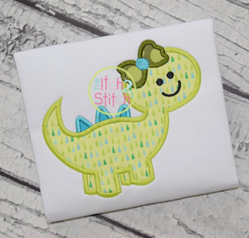 Dinosaur Girl Applique Design 4x4 5x7 and 6x10 INSTANT Etsy
